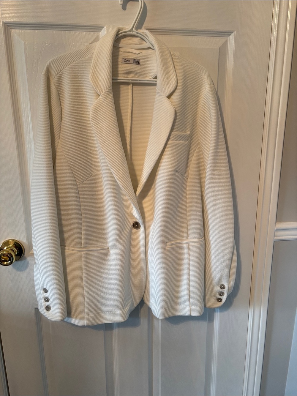 Dex White Textured Single-Button Blazer